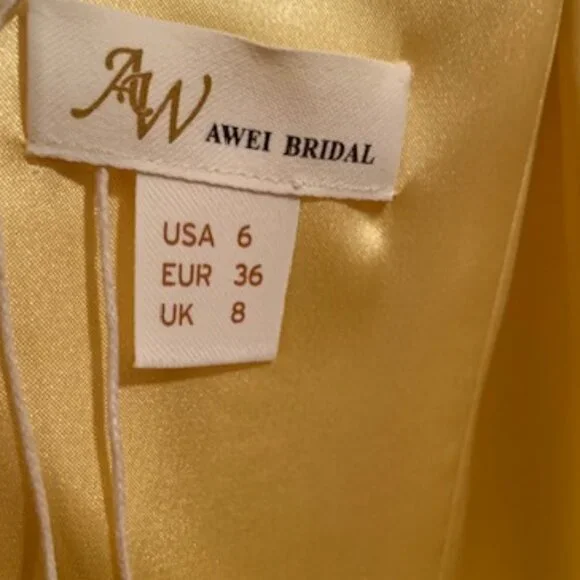 *HP* Pretty lemon yellow wedding or prom dress. NWT - Picture 3 of 7